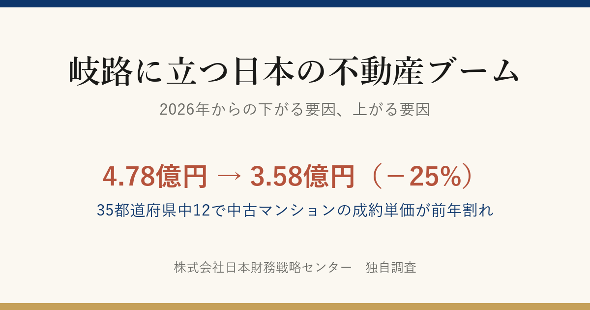 岐路に立つ日本の不動産ブーム 2026年からの下がる要因、上がる要因