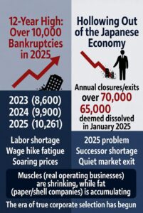 2025年 企業倒産件数1万件突破の推移グラフ