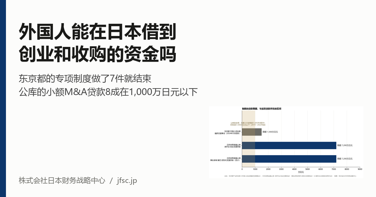 外国人能在日本借到创业和收购的资金吗